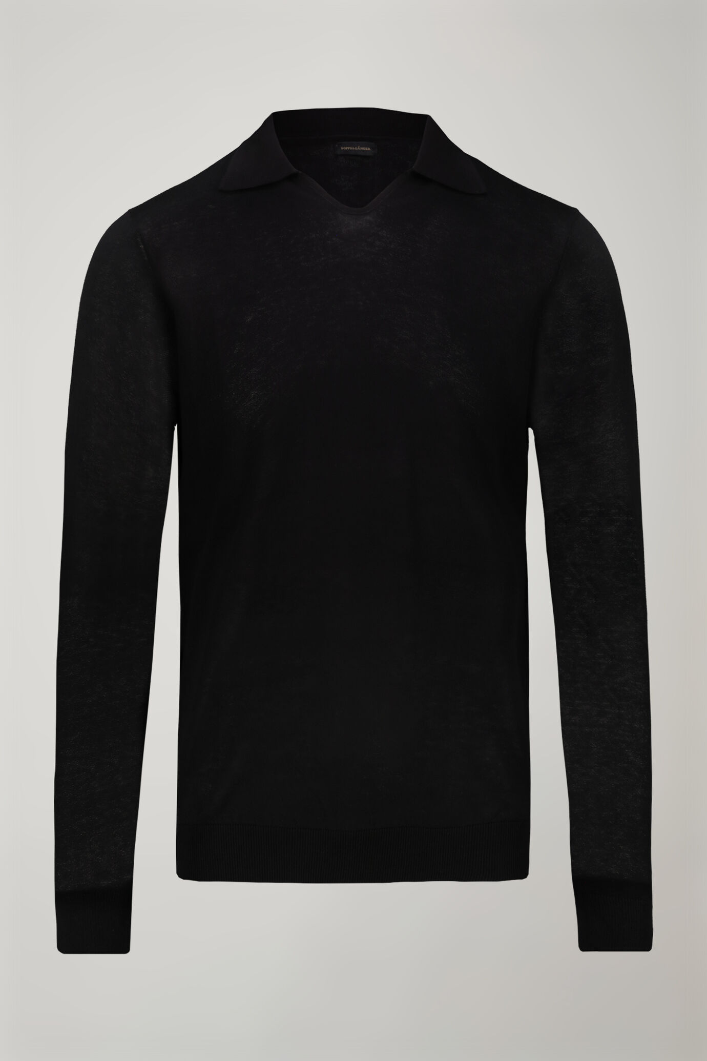 Polo in maglia uomo scollo a v 100% cotone con manica lunga regular fit image number 3